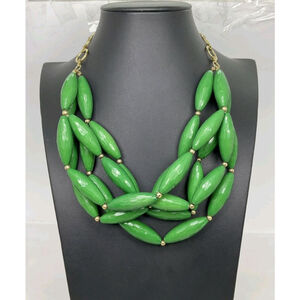 Amrita Singh Green Beaded Multi Strand Necklace NWOT 30"